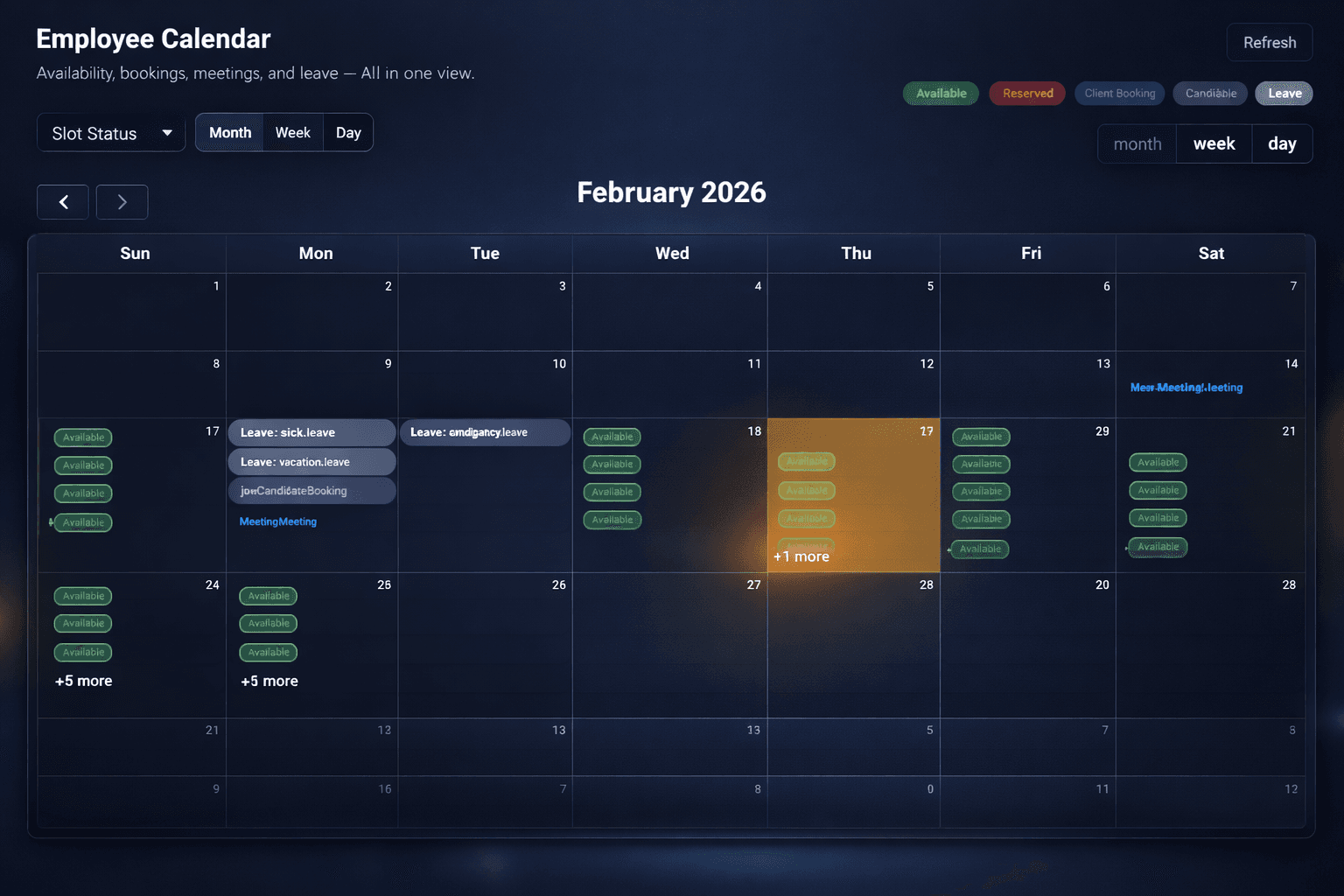 داشبورد رزرو و ظرفیت Schedulaa