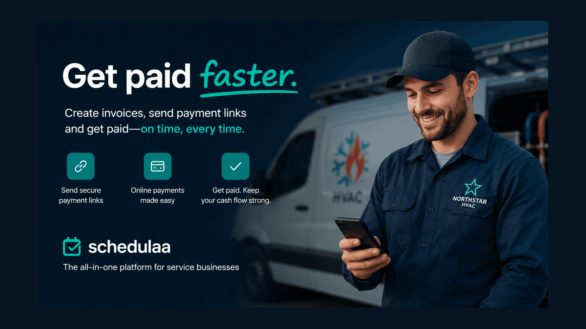 Connected service workflow from request to payment