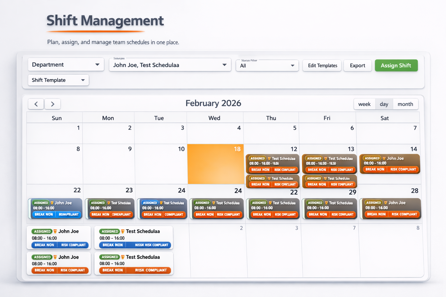 Shift management